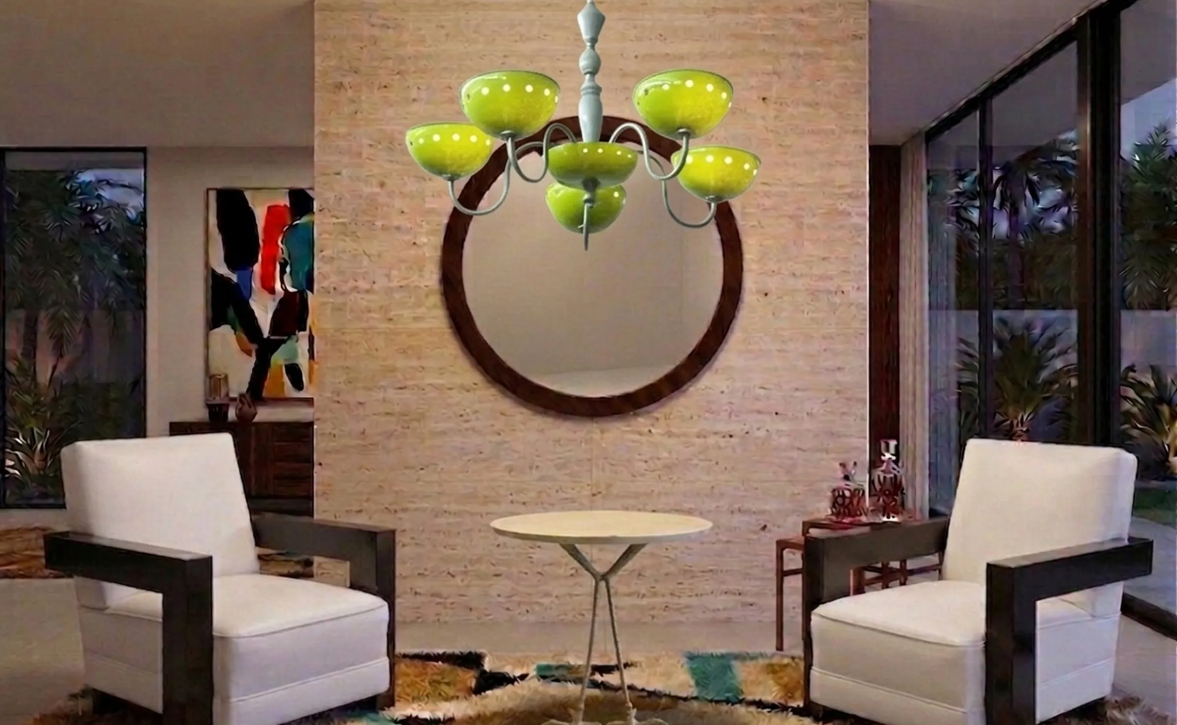 antigua lámpara de techo verde con diseño clásico en espacio elegante