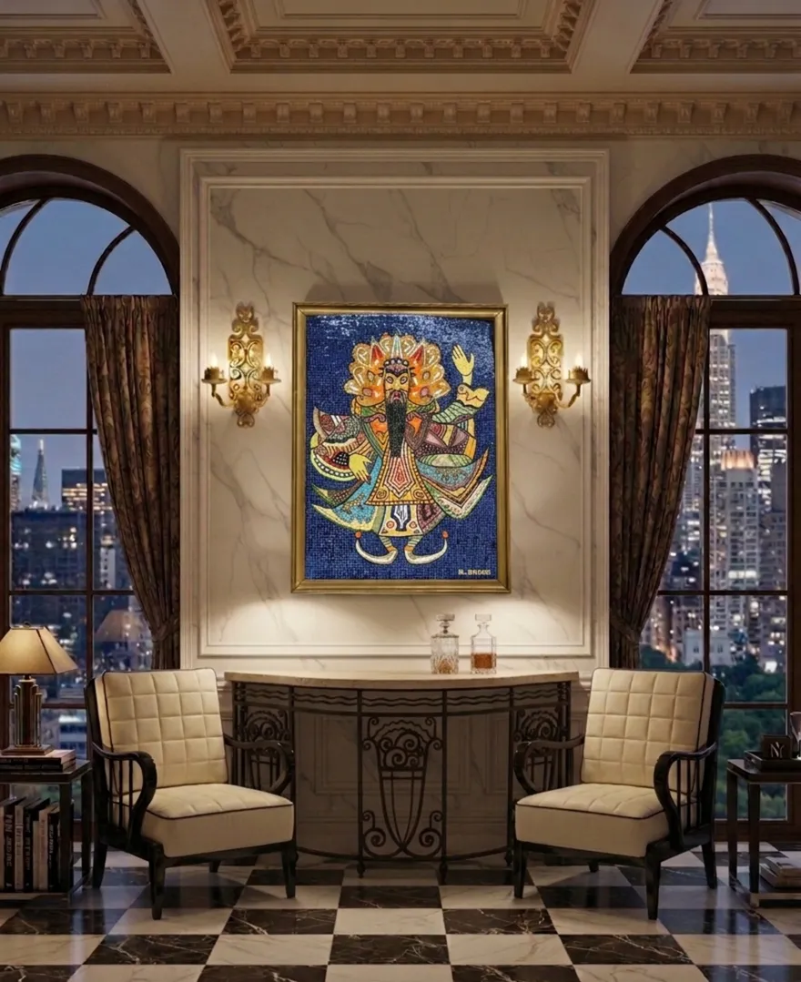 प्राचीन स्कोनस की जोड़ी सजावटी एक ठाठ कमरे में