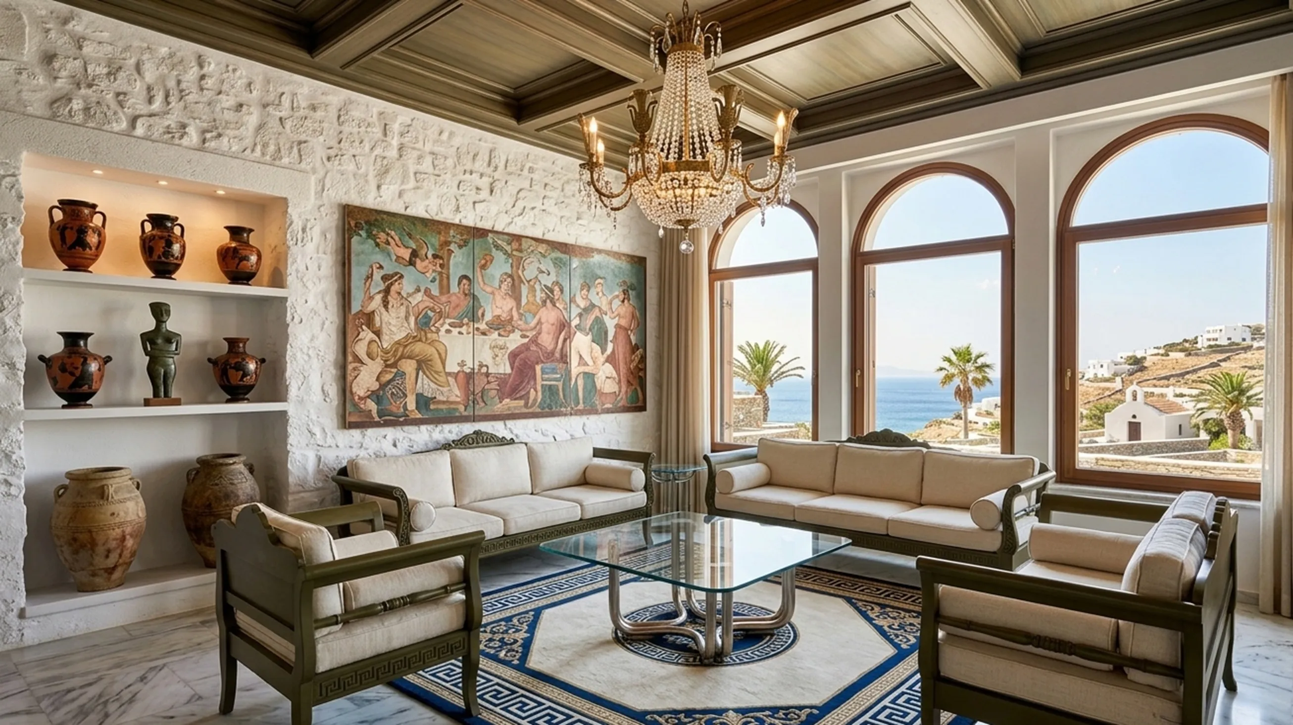 mesa ratona antigua en sala con decoración clásica