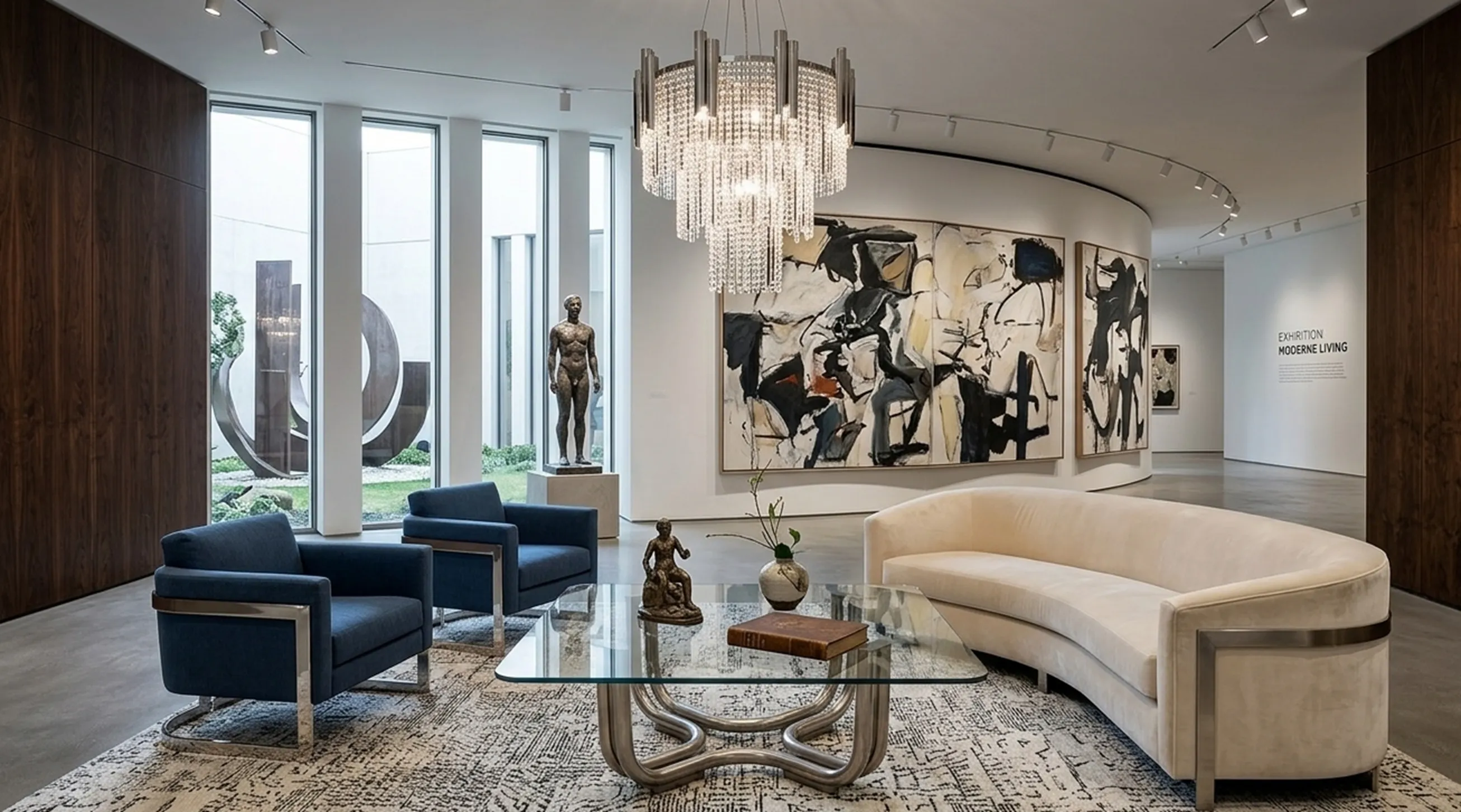 table basse antique dans un cadre moderne avec de l'art