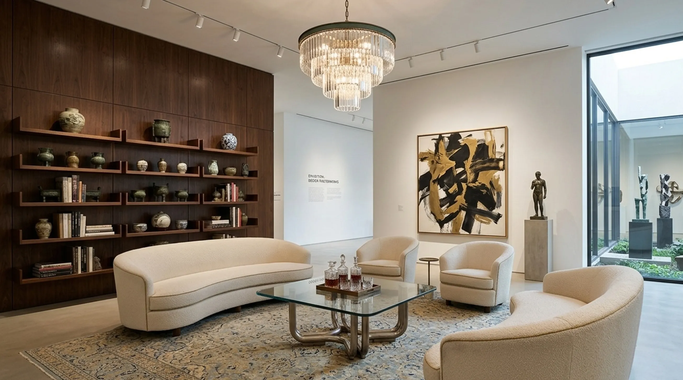 mesa ratona antigua con decoración elegante en sala moderna