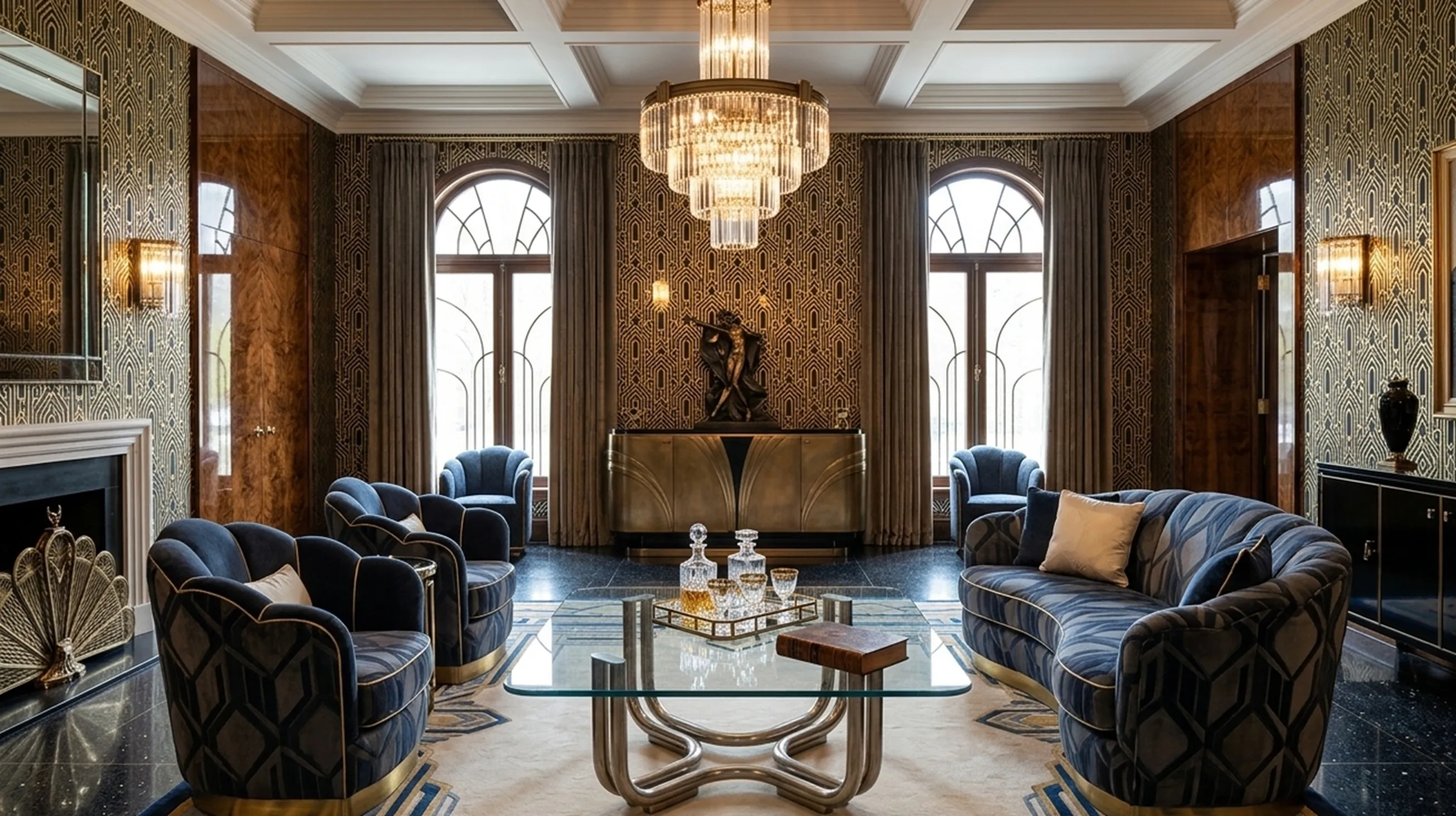 antiker Couchtisch in einem eleganten Wohnzimmer