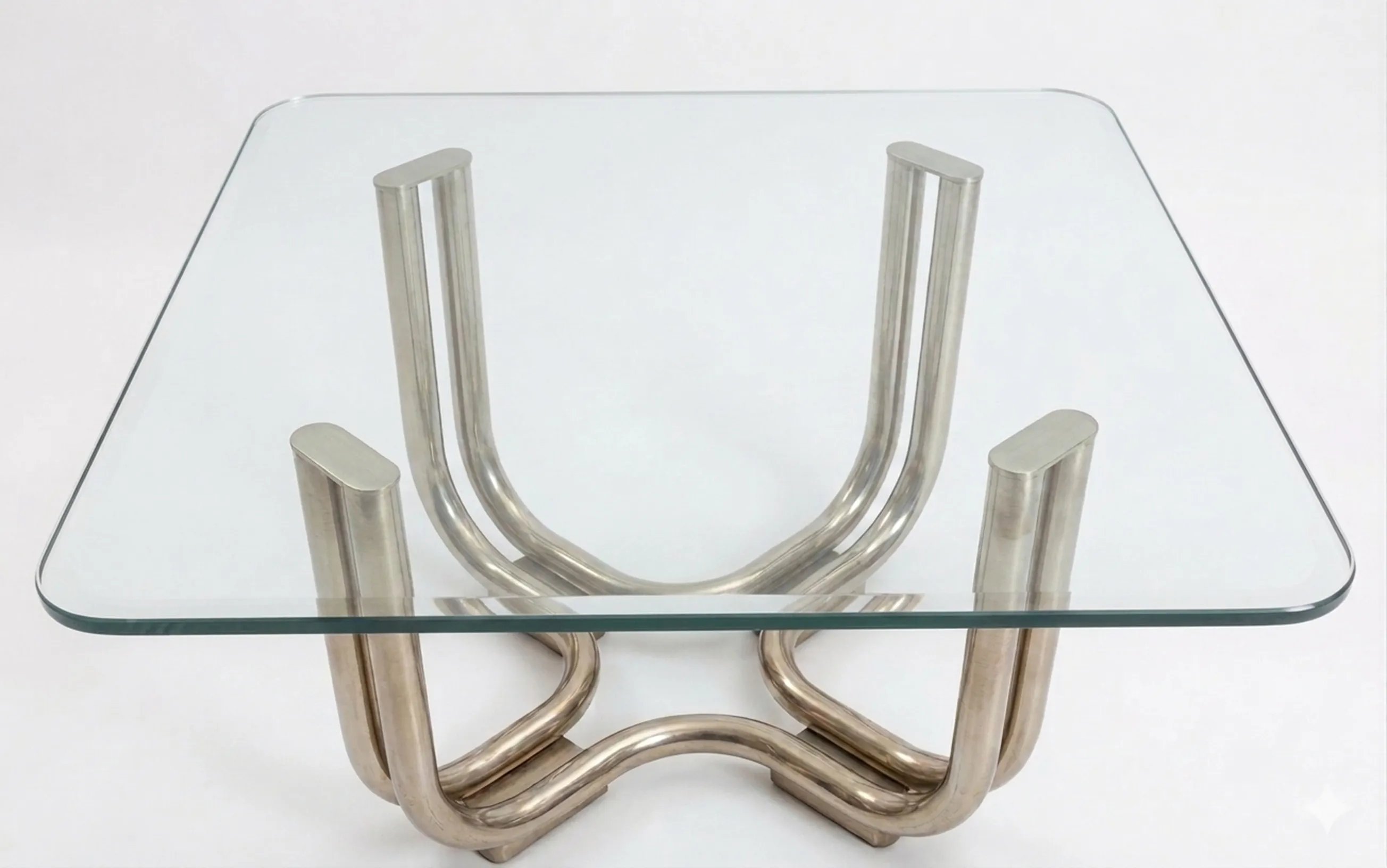 mesa de centro antiga com base de design em um ambiente minimalista