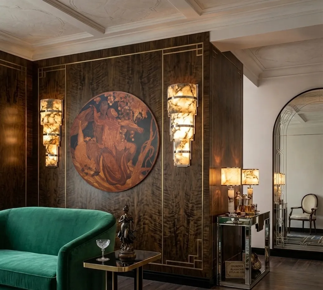 antique marquetry artwork in an elegant setting