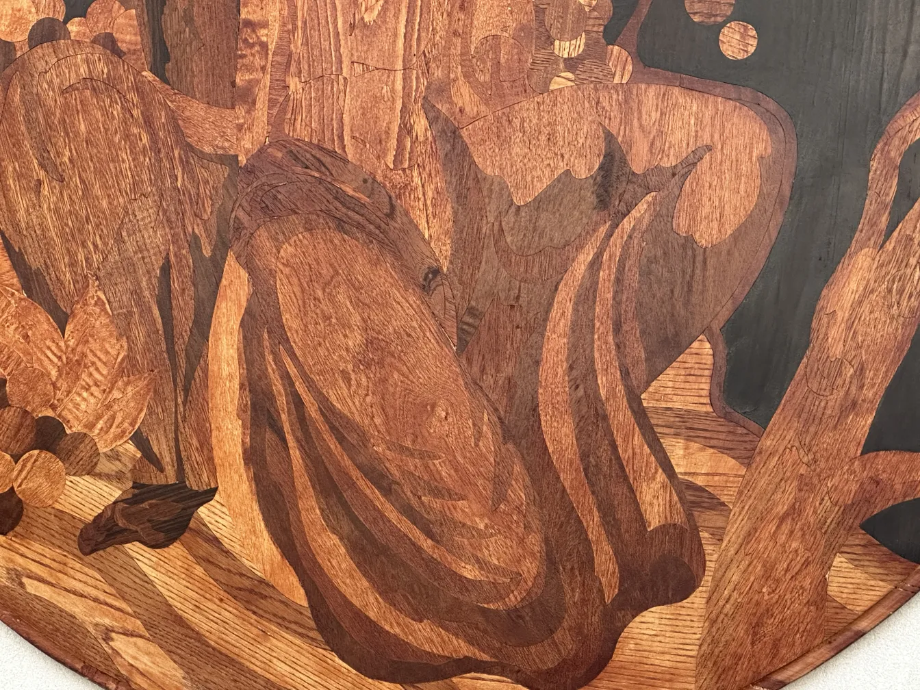 details of antiques in marquetry with decorative patterns