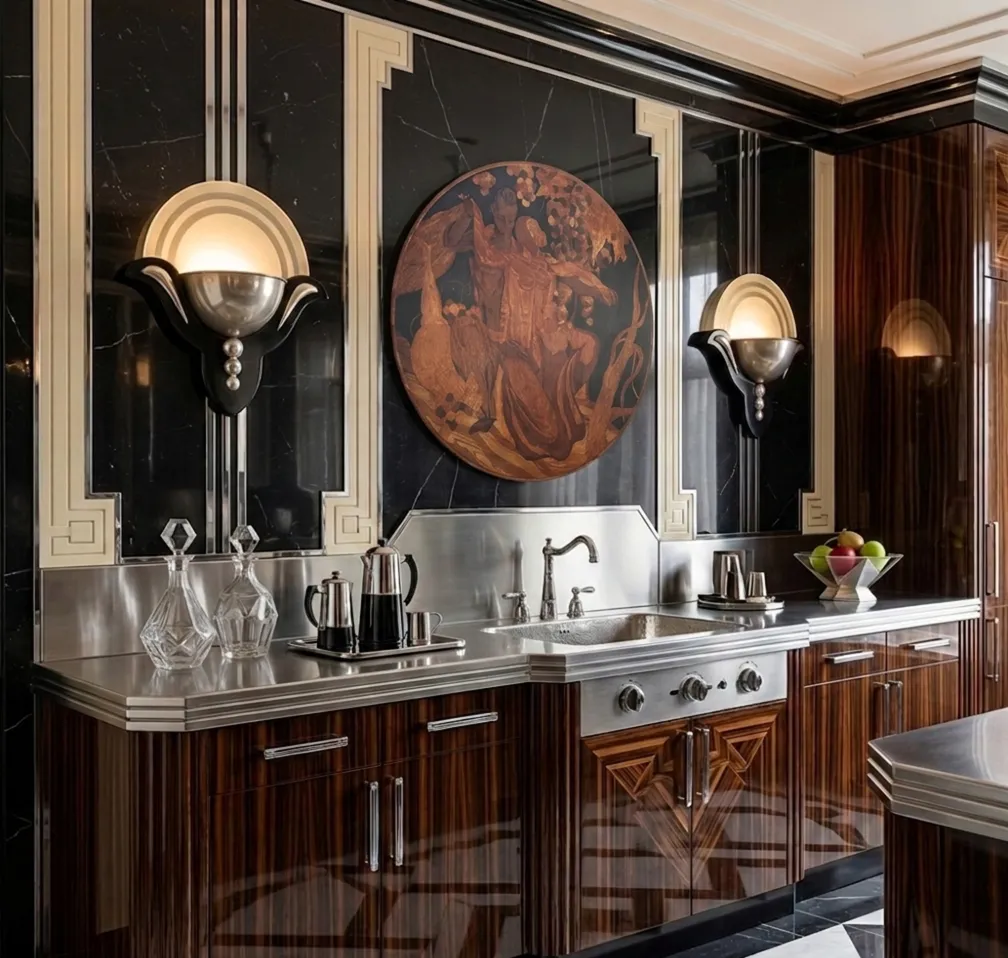 decorativa marquetería en una cocina antigua con detalles elegantes