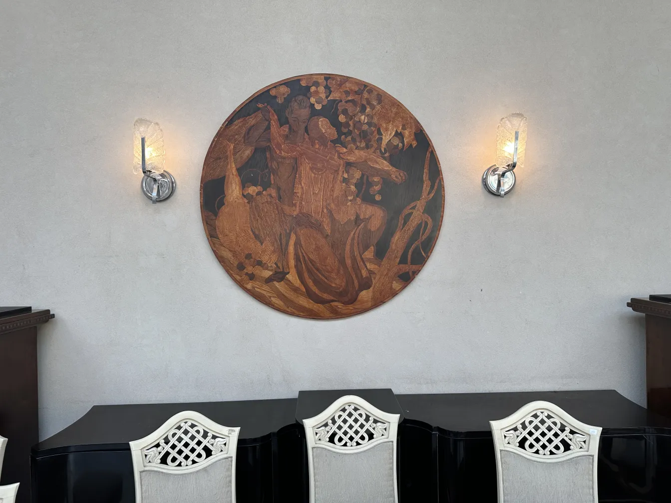 古代の寄木細工装飾、花のデザイン付き