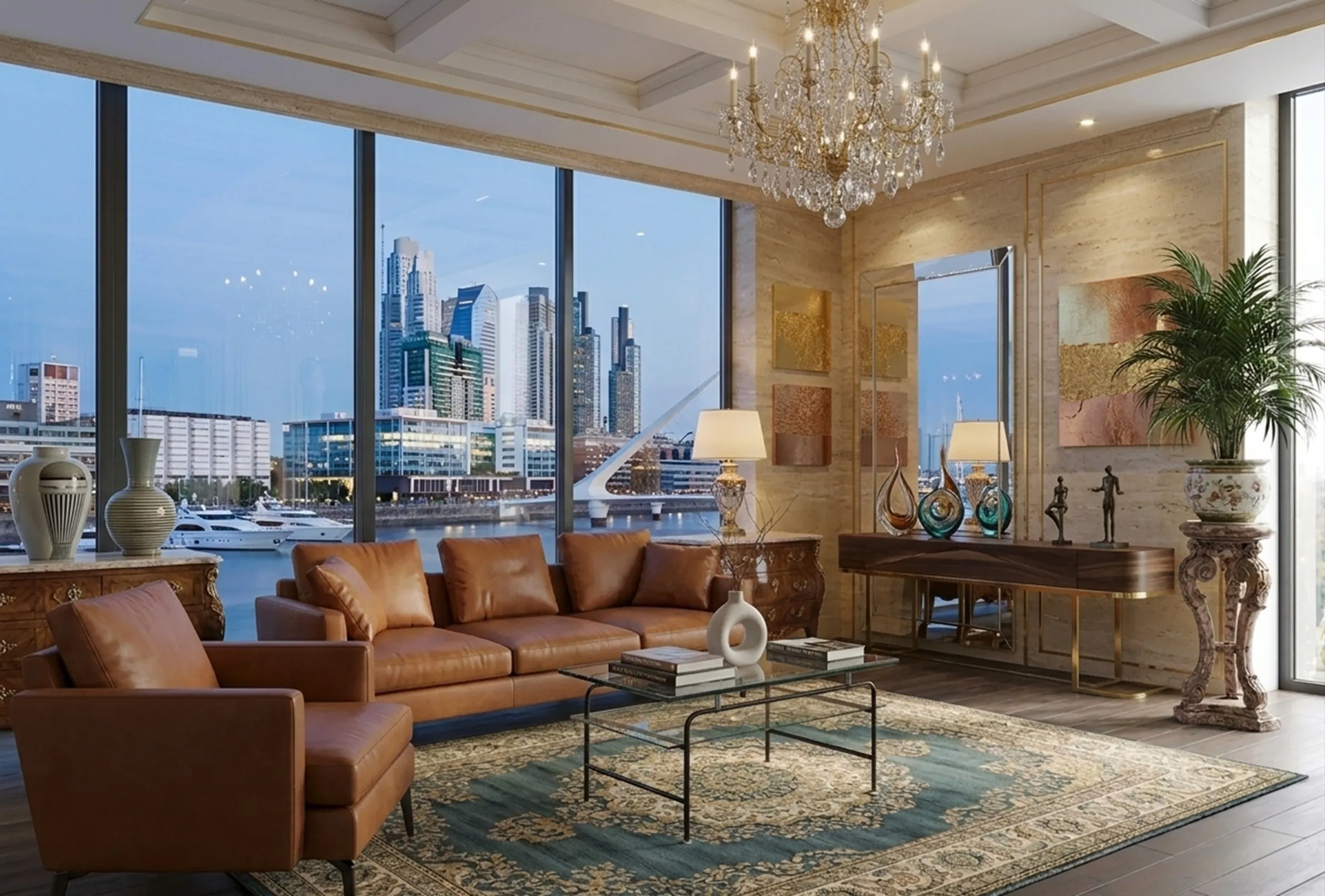 tavolino da caffè antico con decorazioni, ambiente moderno