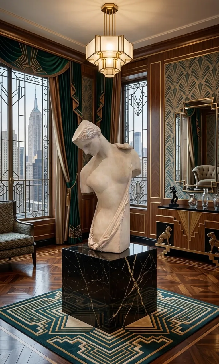 escultura antigua de Pietro Barzanti en habitación elegante