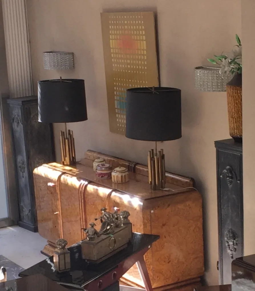 Antique painting with light colors and abstract shapes, modern decor.