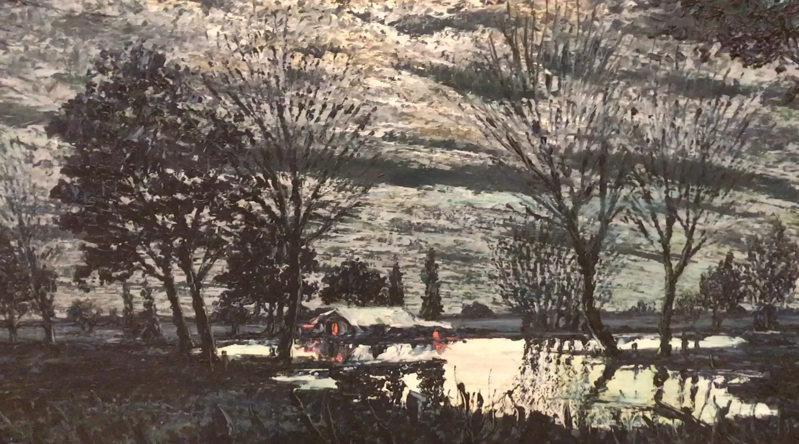 Antique Crispino painting of a landscape with trees and water