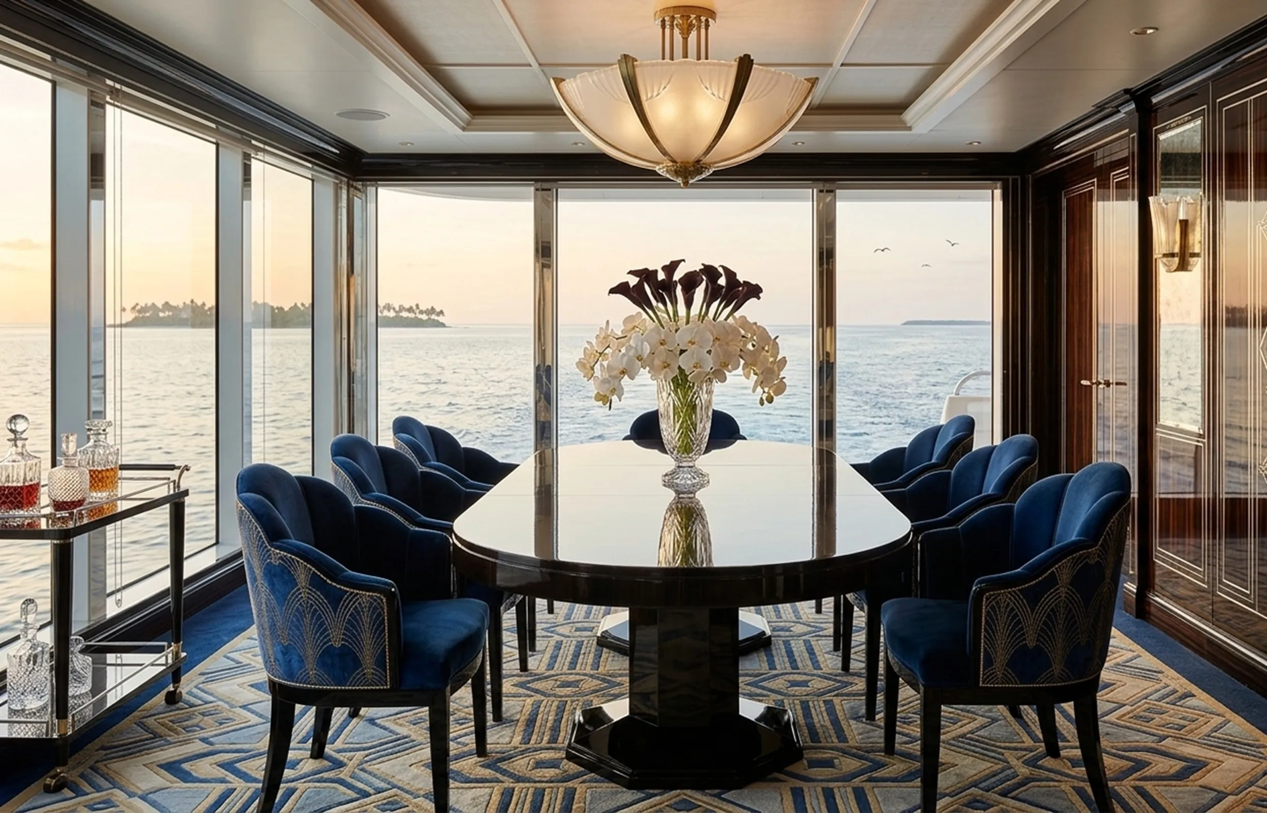 Mesa de comedor antigua para 6 a 8 personas con vista marina