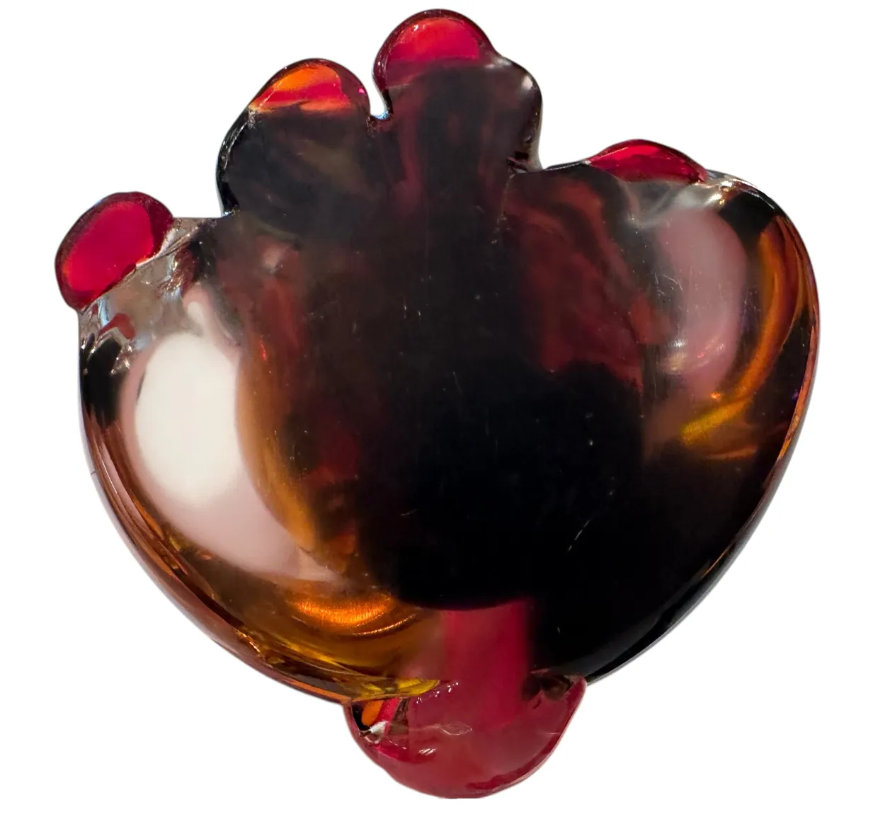 Antique Murano sculpture shaped like a cat with vibrant colors