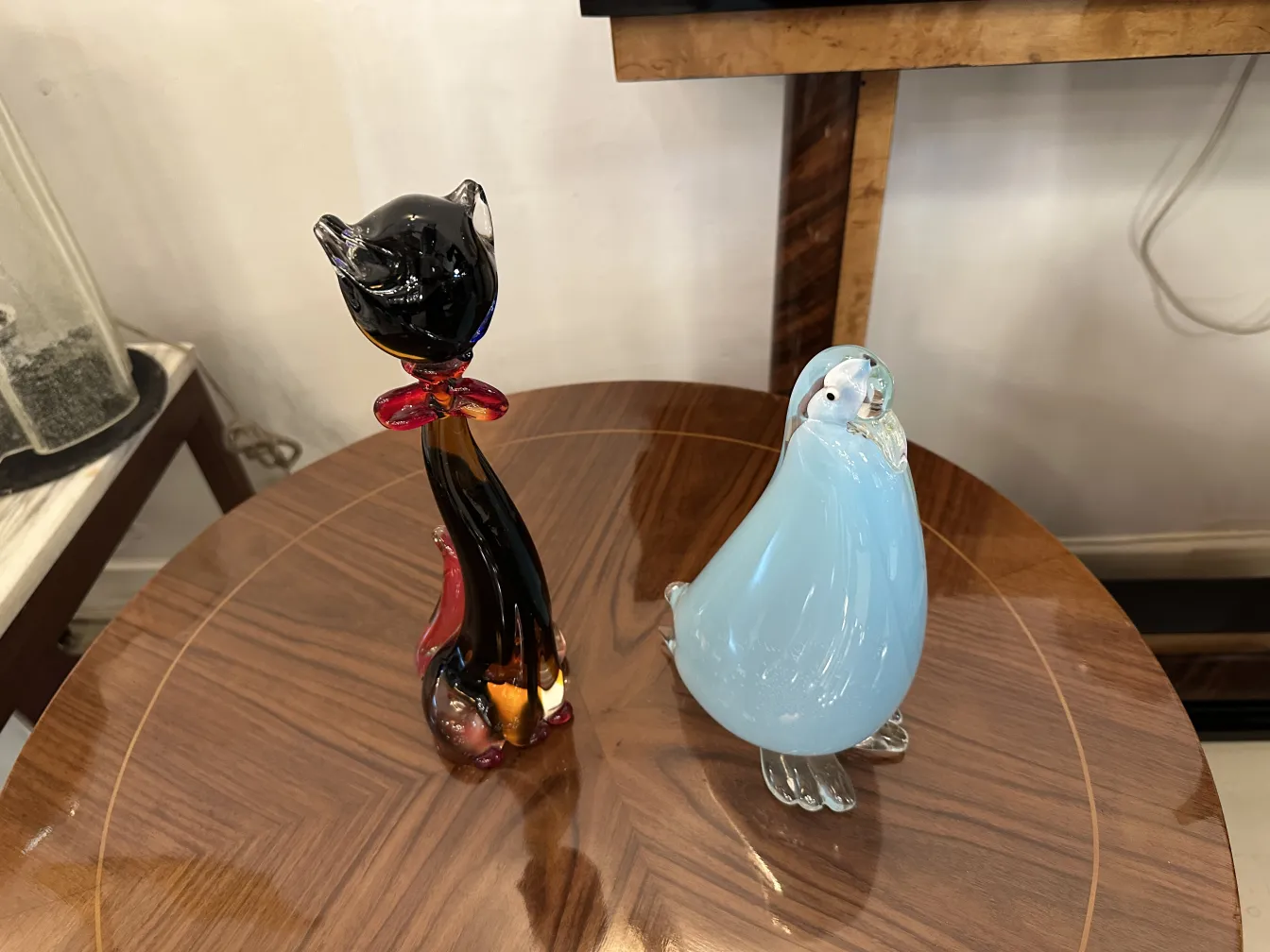 Antique Murano sculpture shaped like a cat with vibrant colors