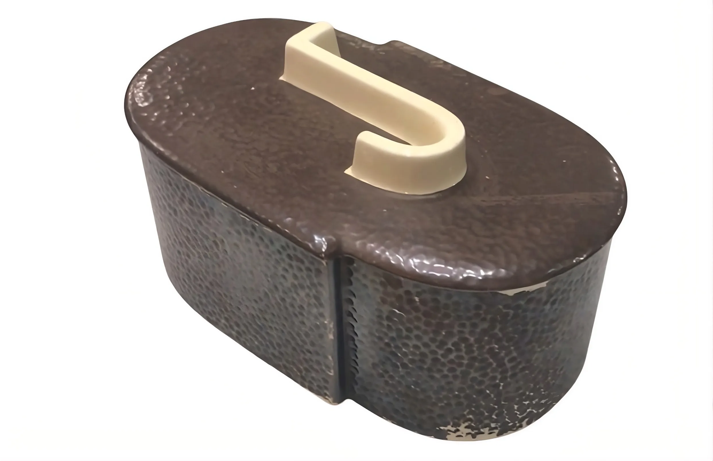 Antique box with textured surface and clear lid