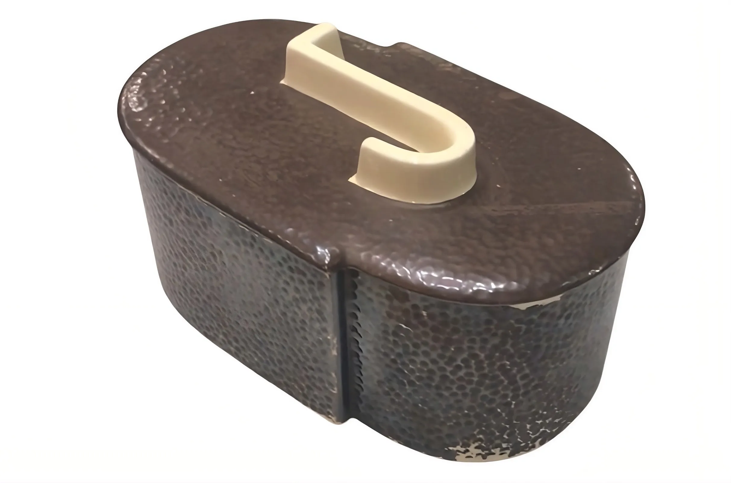 scatola ovale antica con coperchio decorativo