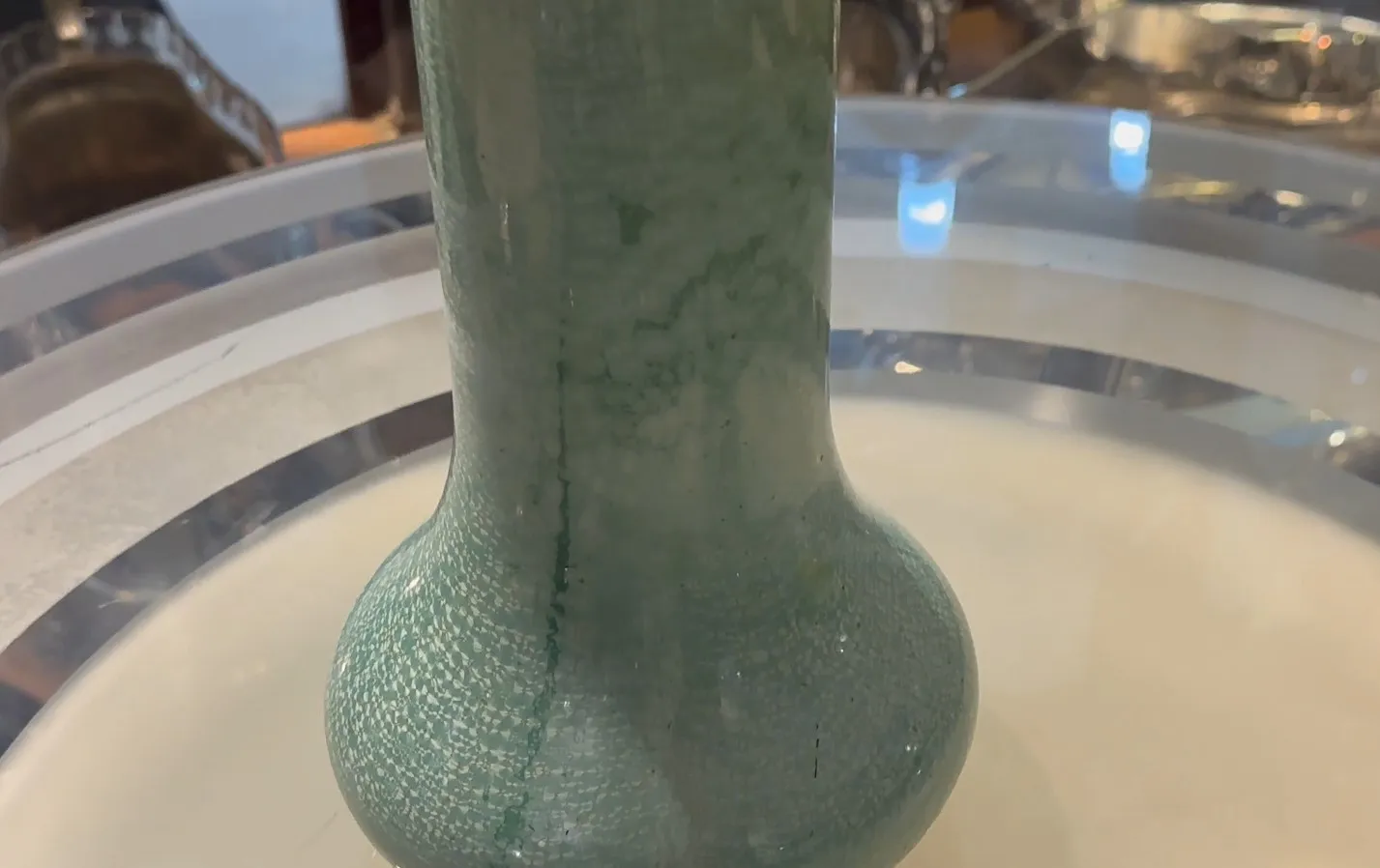 vase verde antigo de cerâmica sarreguemines
