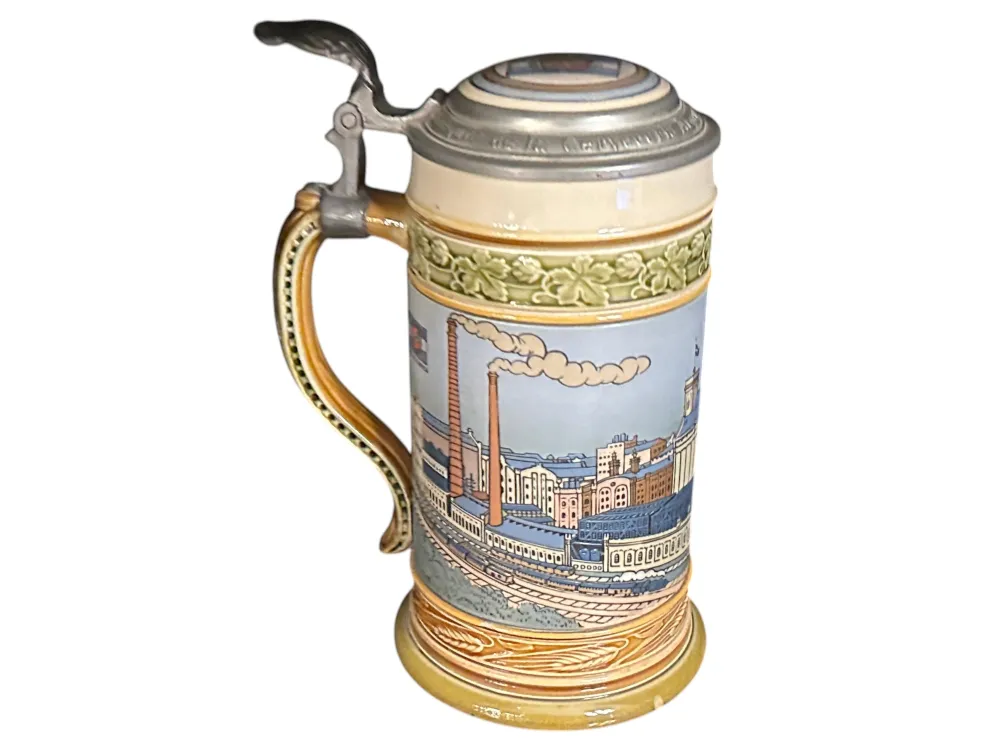 jarra de cerámica antigua Villeroy & Boch con paisaje pintado