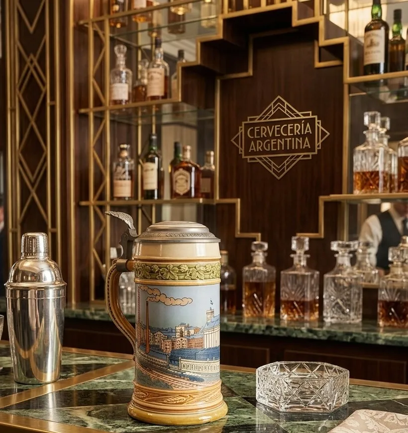 فنجان سيراميك قديم بتصميم cervecería quilmes