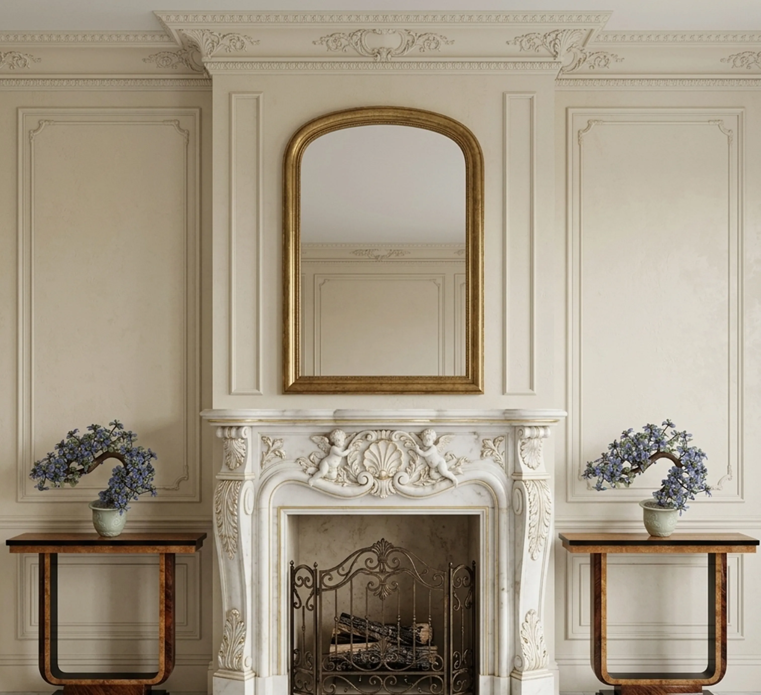 Dresuars anciens avec des fleurs décoratives