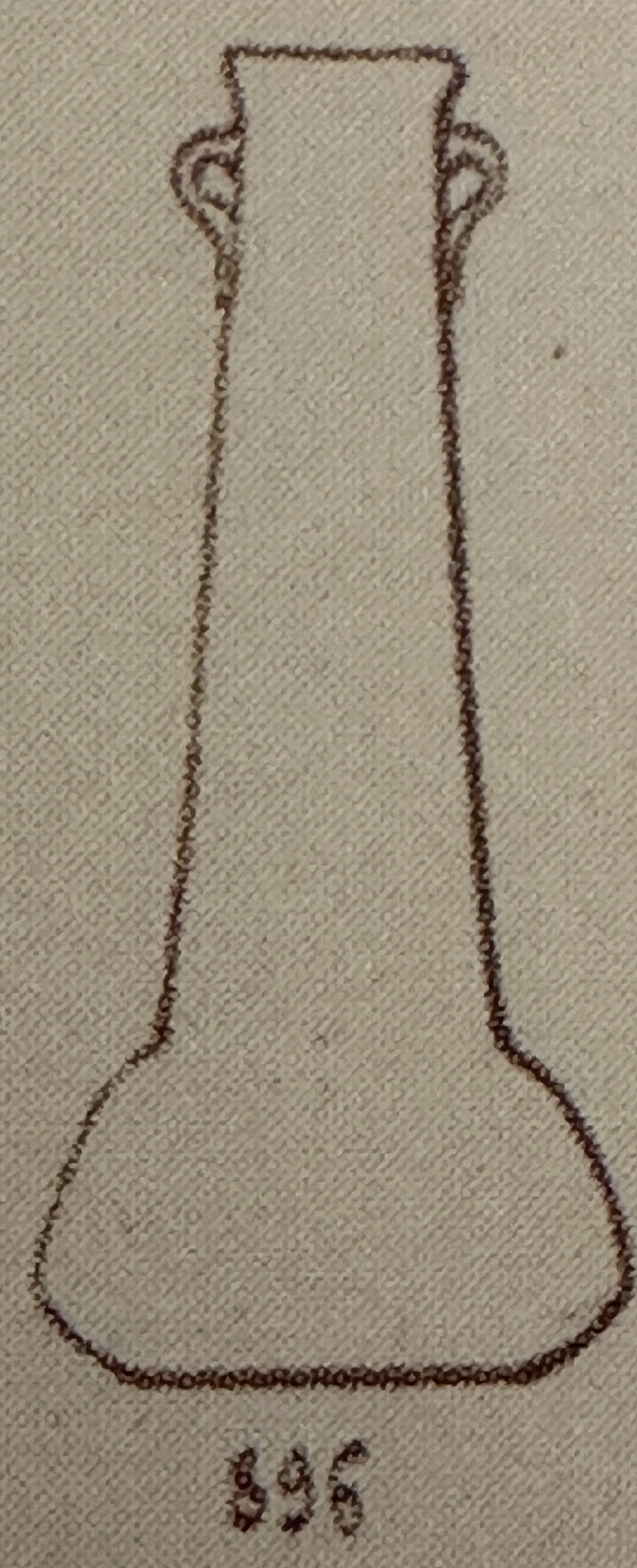 Drawing of signed glass Le Verre with stylized shapes and detail.