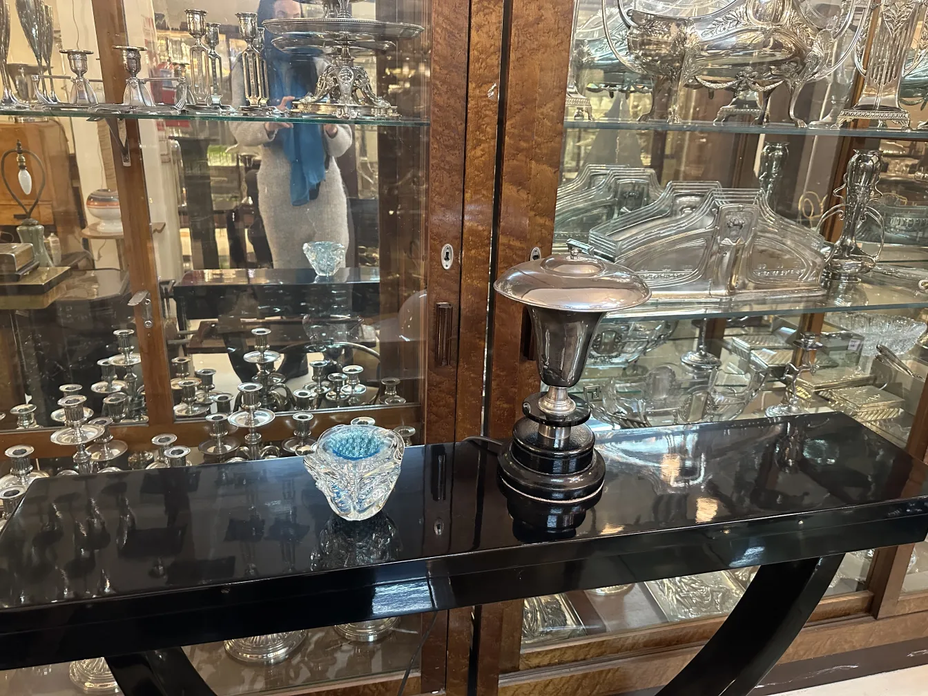 aerial view of an antique murano glass in blue shades