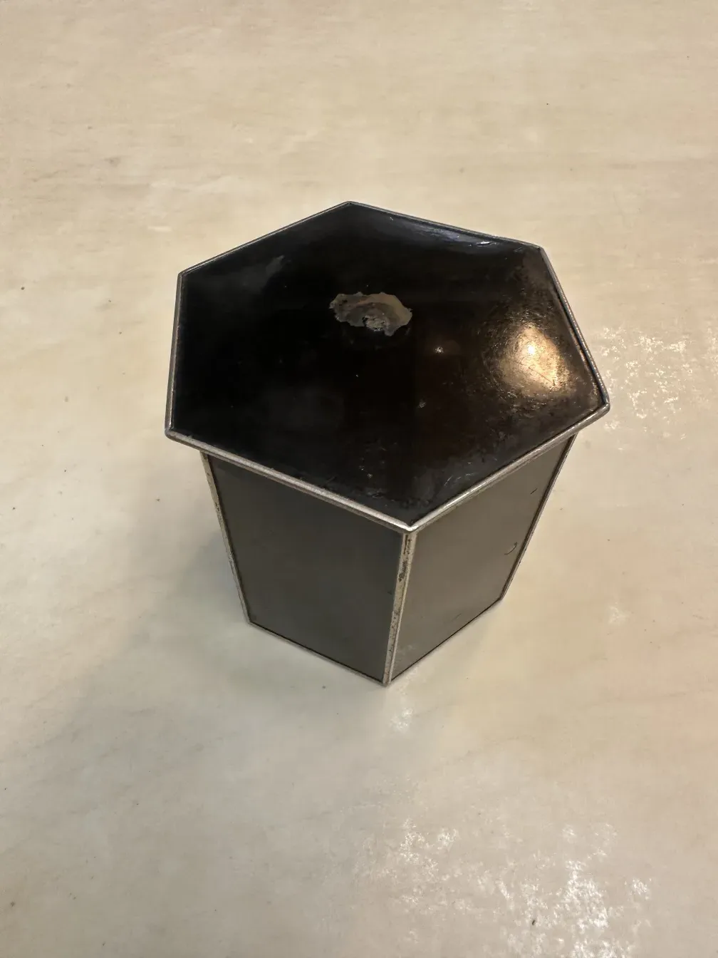 Antique hexagonal box with visible details