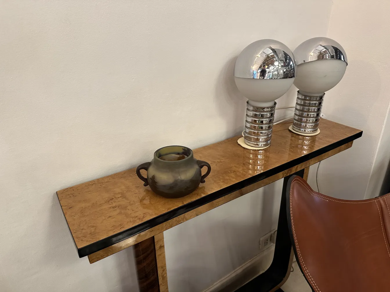 Altes signiertes Glas Gallé mit Naturlandschaften