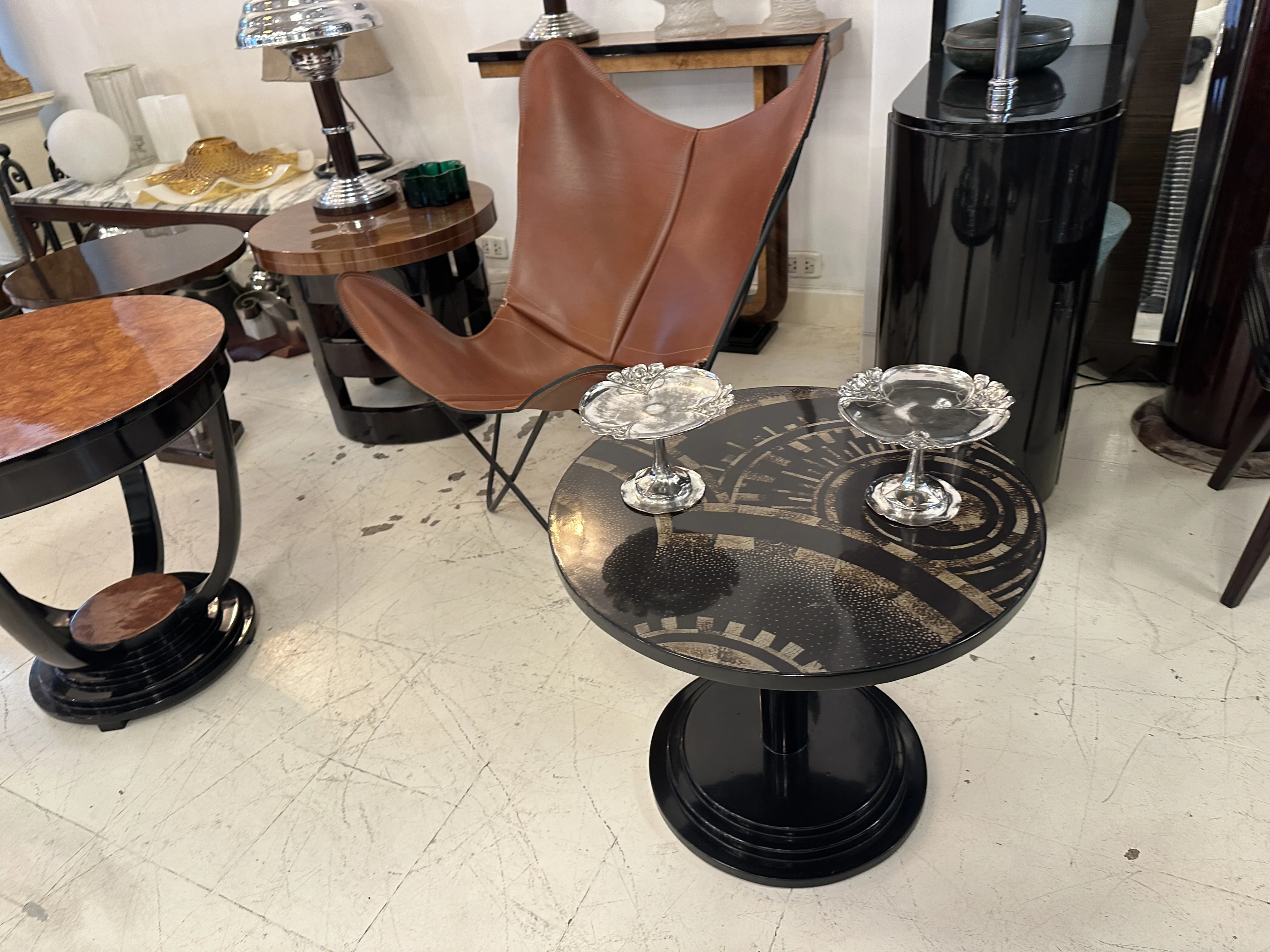 Antique card tray WMF in a stylish setting with classic furnishings.