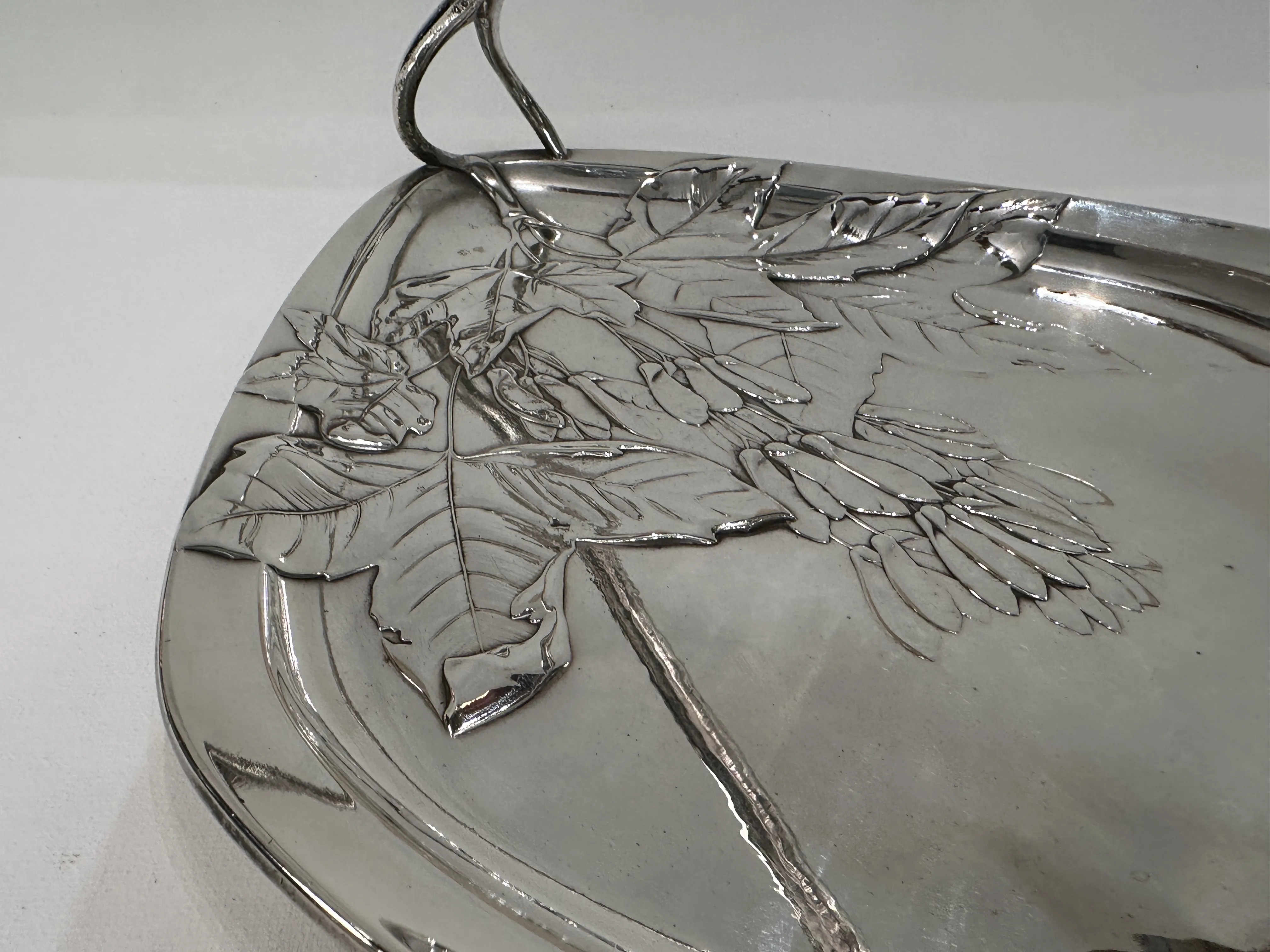 Antique WMF card tray with leaf design
