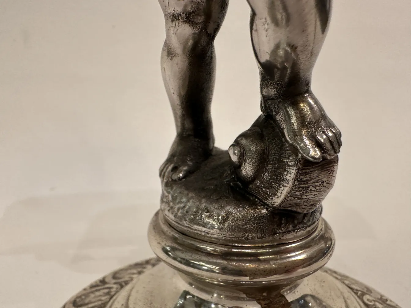 Antique WMF card tray with decorative figure base
