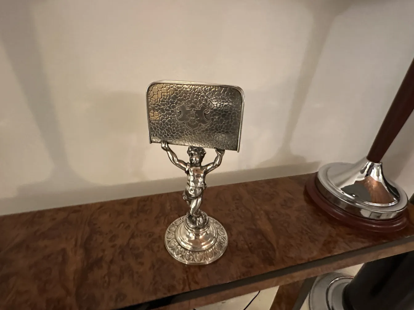 Antique WMF card tray with decorative figure base