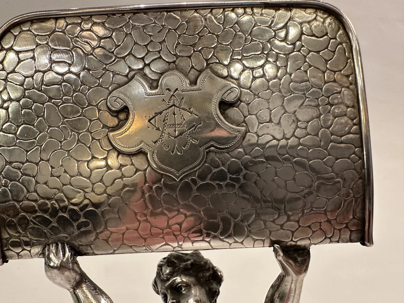 Antique WMF card tray with decorative figure base