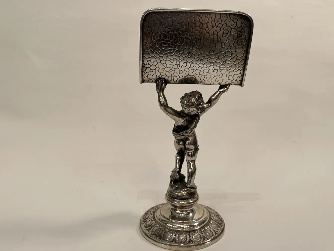 Antique WMF card tray with decorative figure base