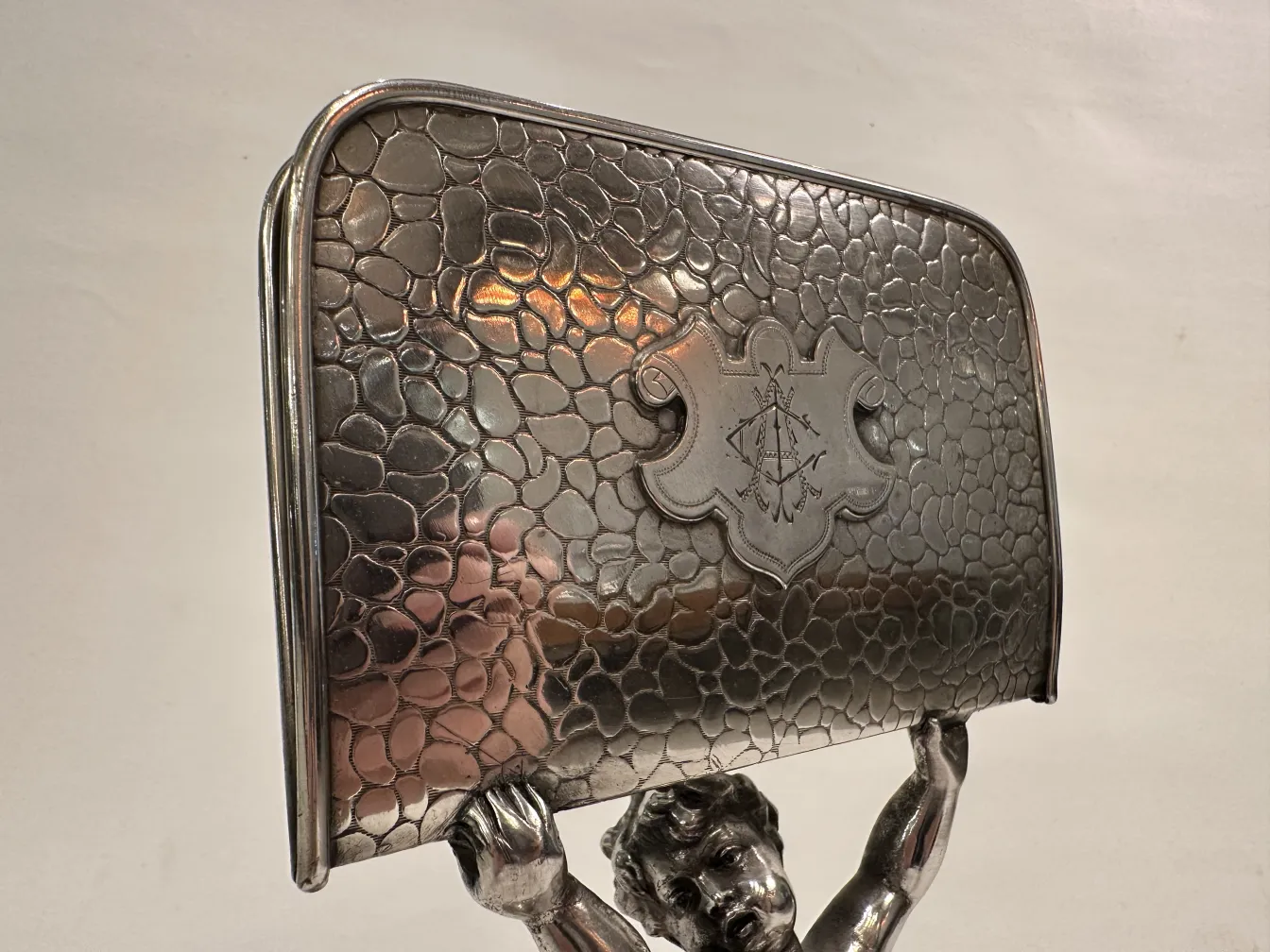 Antique WMF card tray with decorative figure base