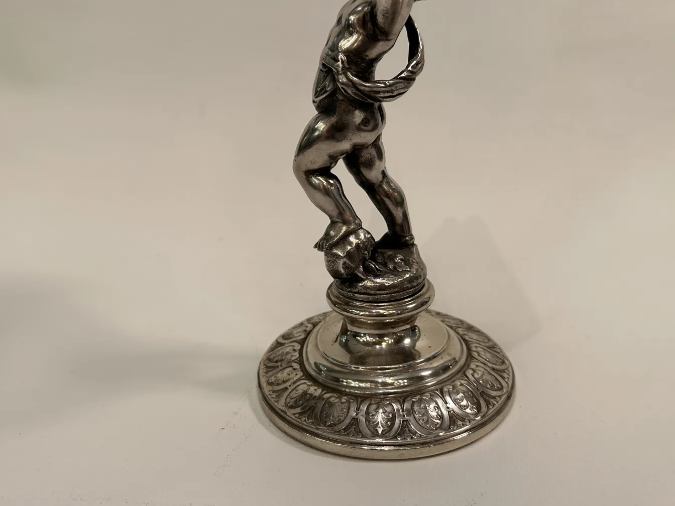 Antique WMF card tray with decorative figure base