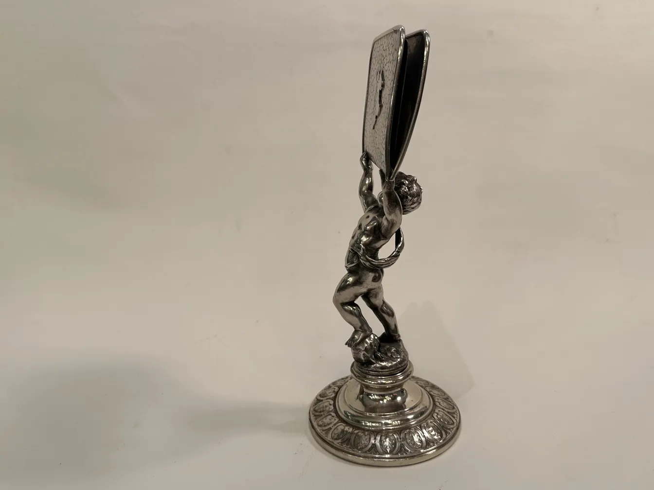 Antique WMF card tray with decorative figure base