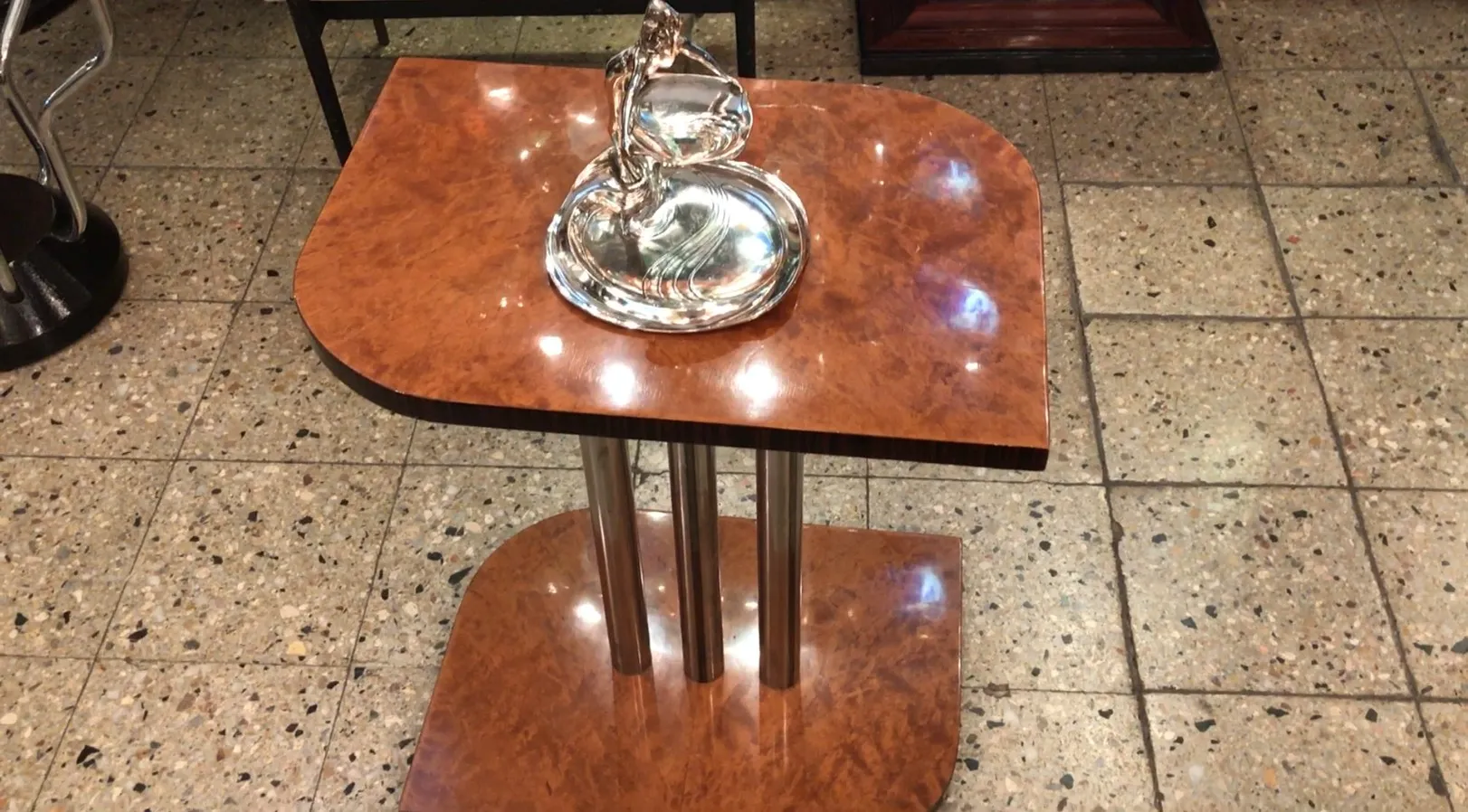 Antique WMF card tray with elegant look, on a shiny stand