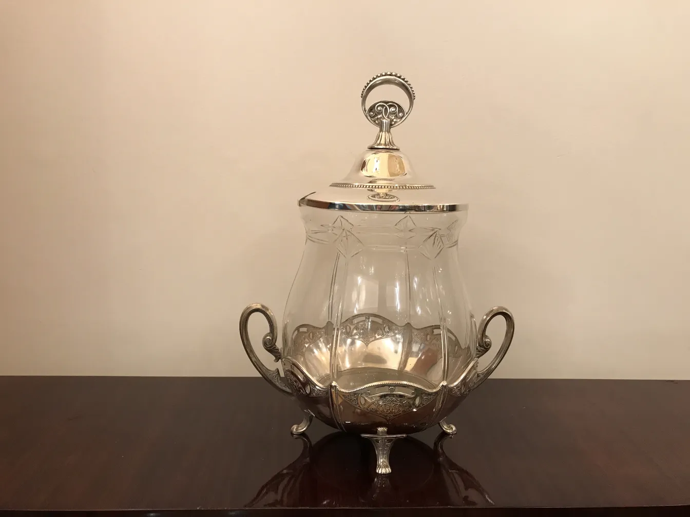 antique wmF punch bowl featuring elegant design and ornamental handles, perfect for special occasions.