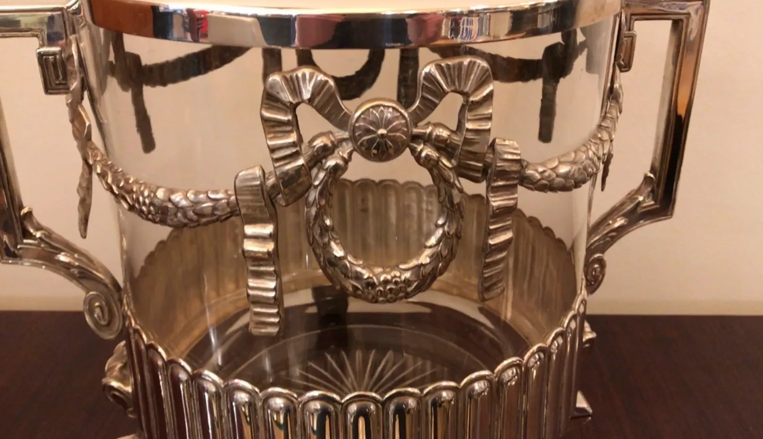 antique WMF punch bowl with a decorative shaped lid