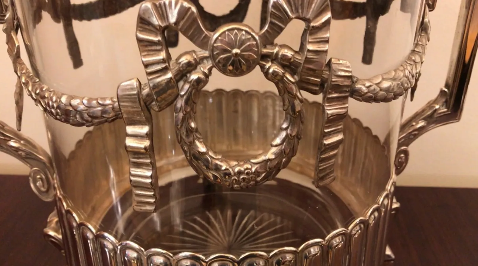 antique WMF punch bowl with a decorative shaped lid