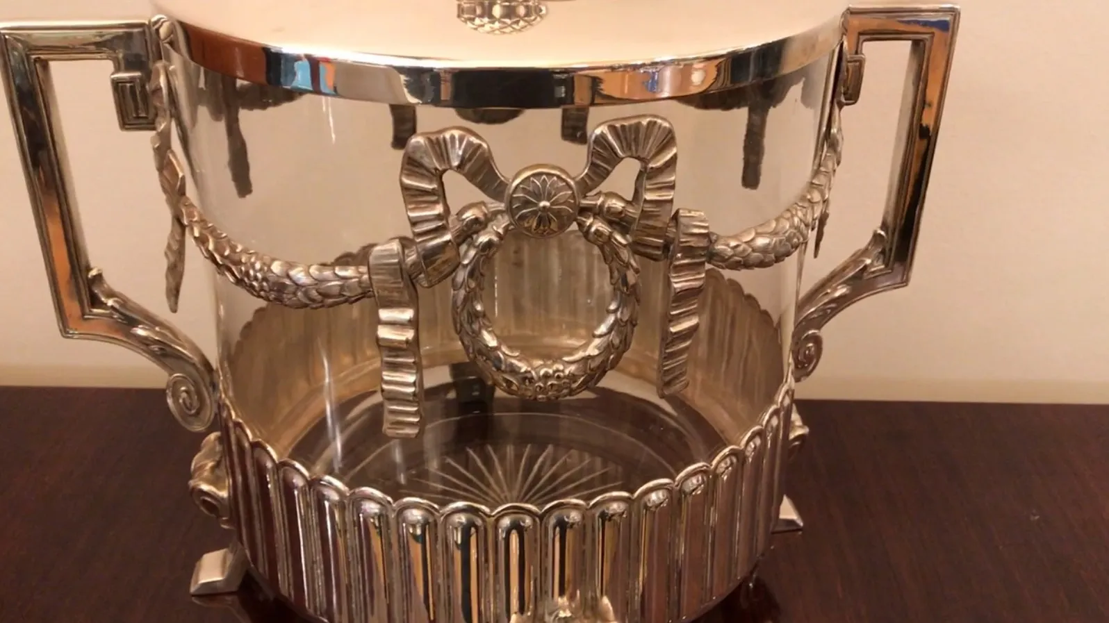 antique WMF punch bowl with a decorative shaped lid