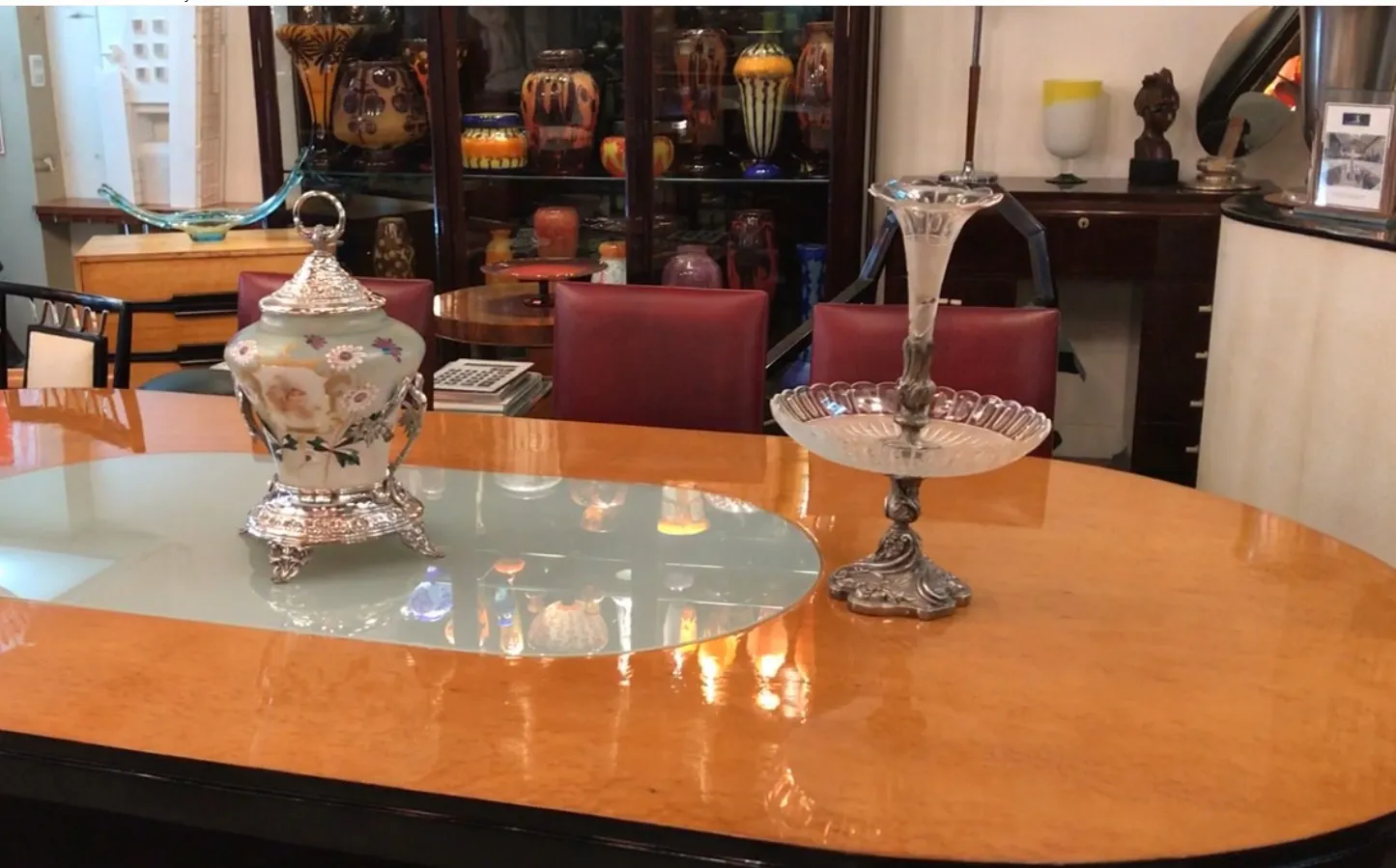 antique WMF punch bowl with floral design