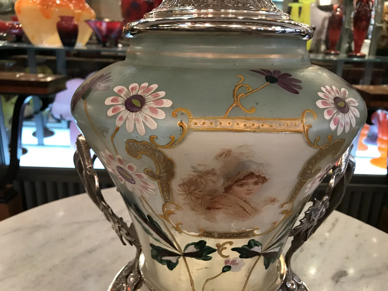 bol à punch antique WMF avec fleurs