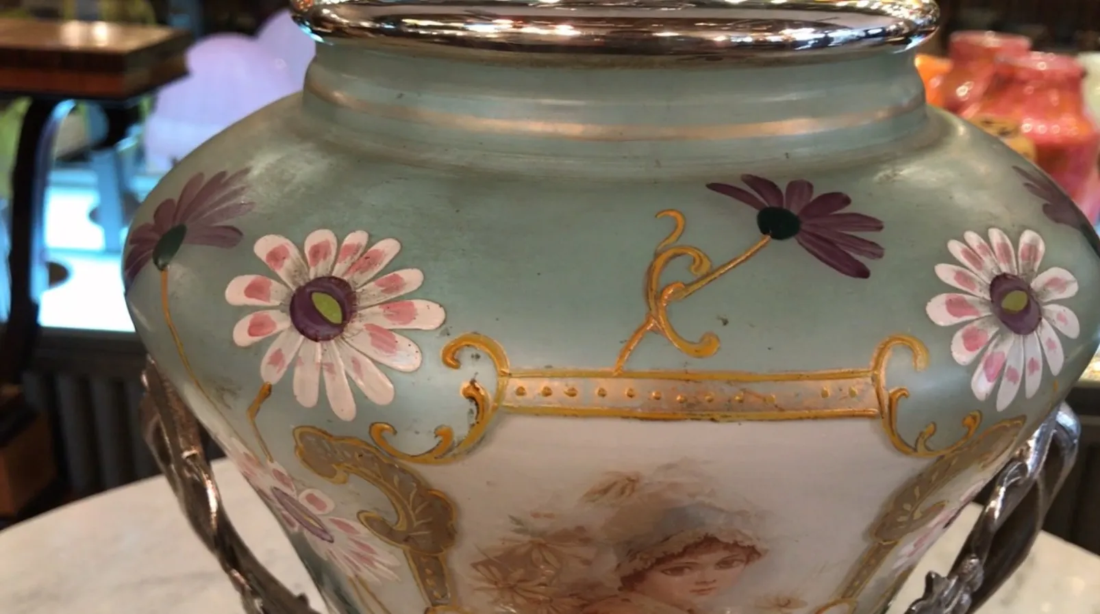 bol à punch antique WMF avec fleurs