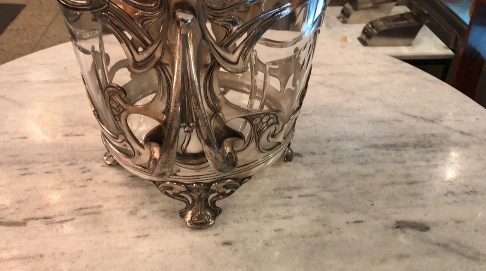 ciotola da punch antica wmF con coperchio lucido in metallo