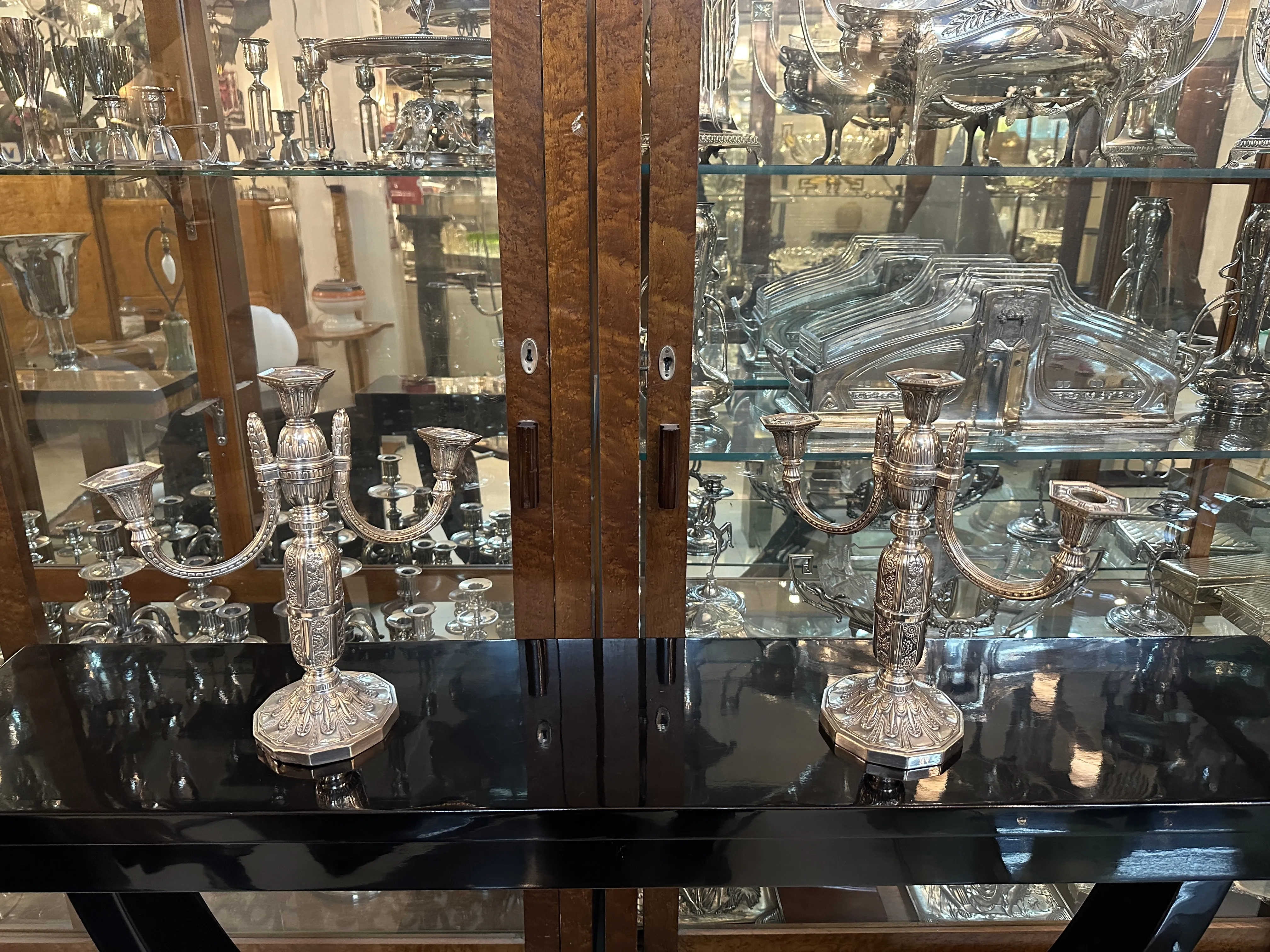 Paire de candélabres antiques dans un cadre élégant
