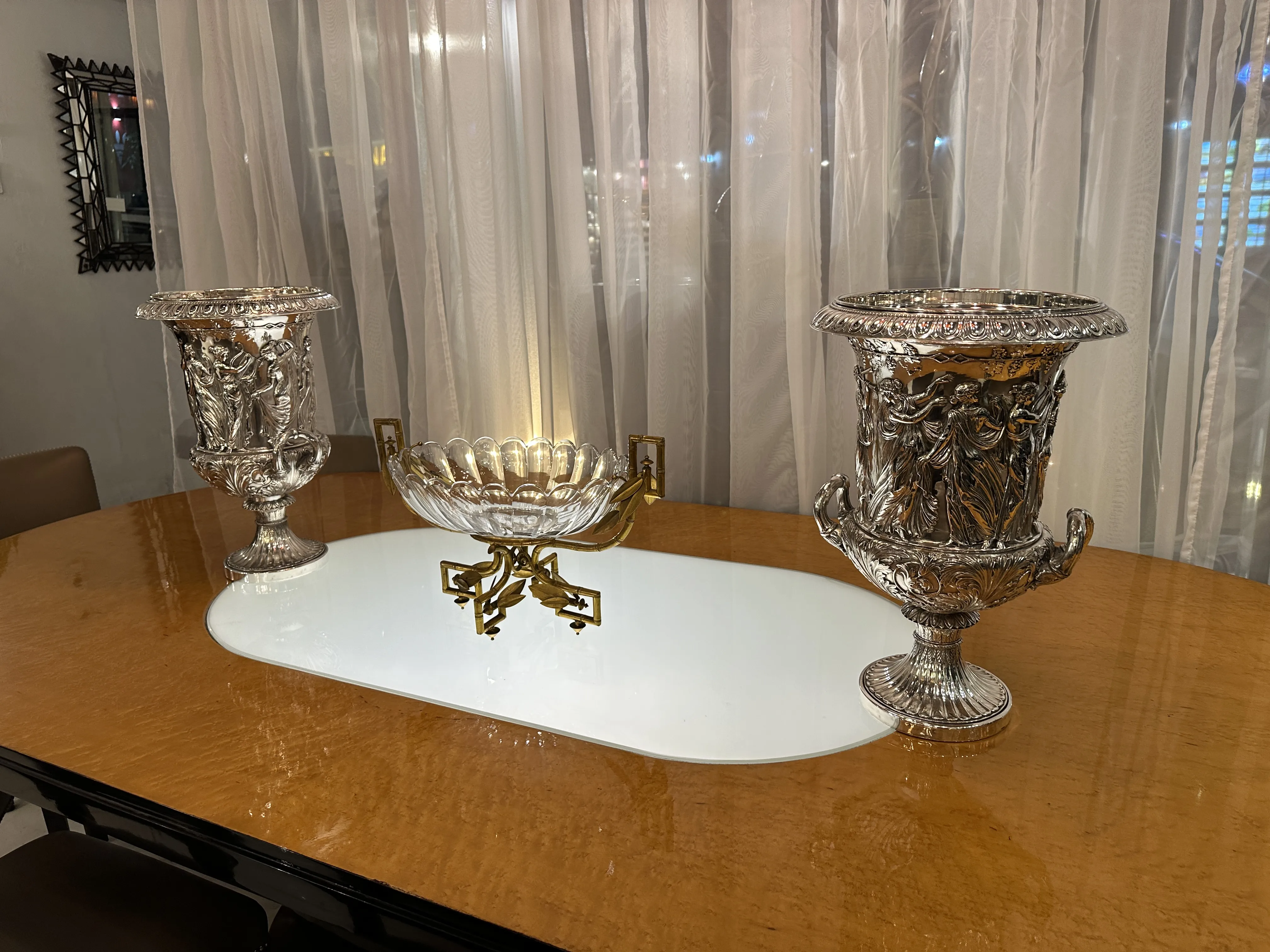 Set of 2 antique WMF champagne coolers with ornaments