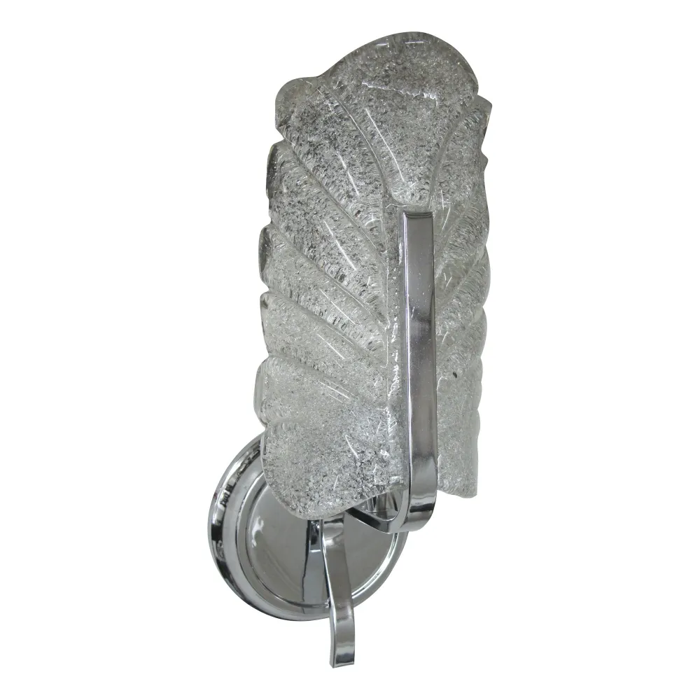 Antike Wandleuchte mit Blattform aus Glas