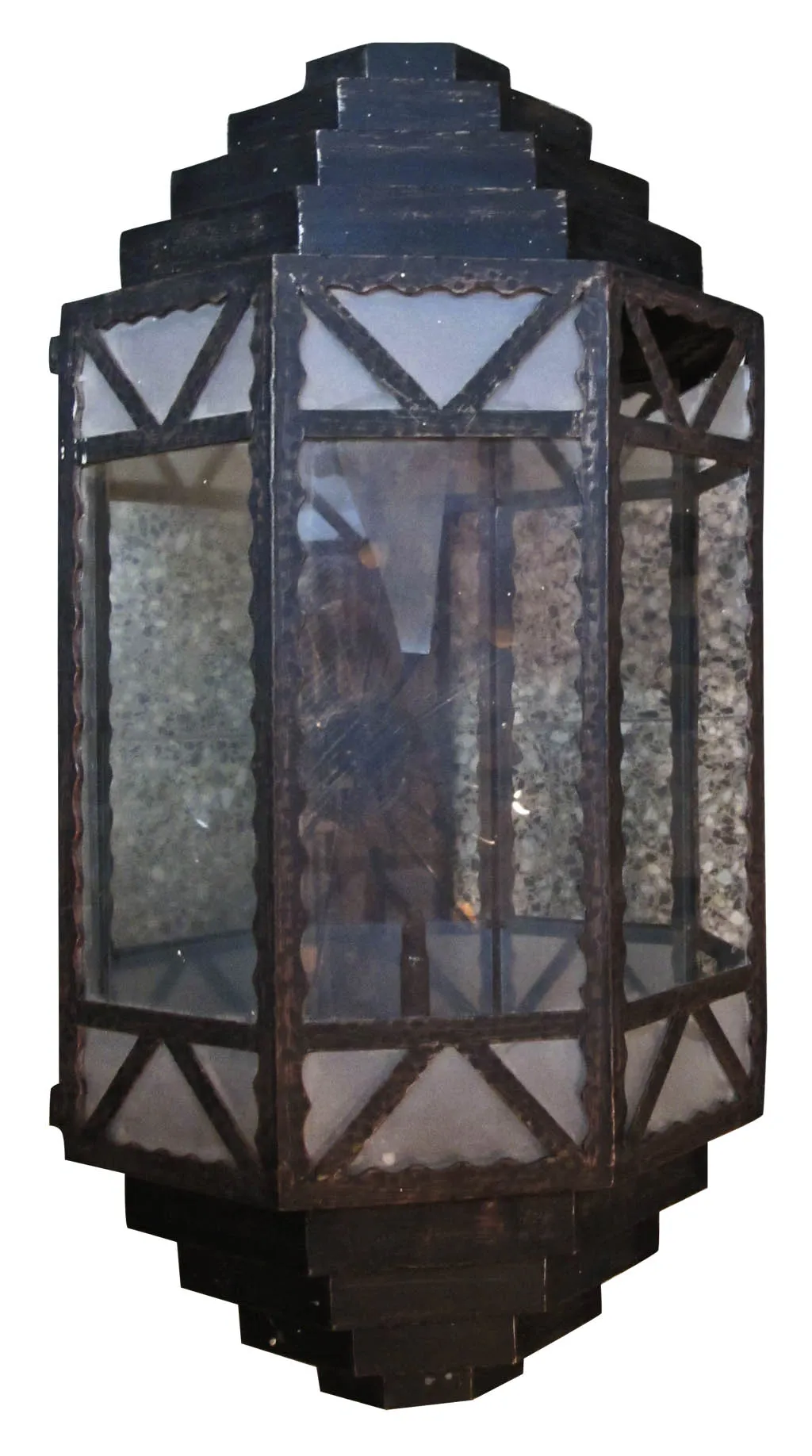 Paire d'appliques anciennes avec verre et métal, décoratives et fonctionnelles.